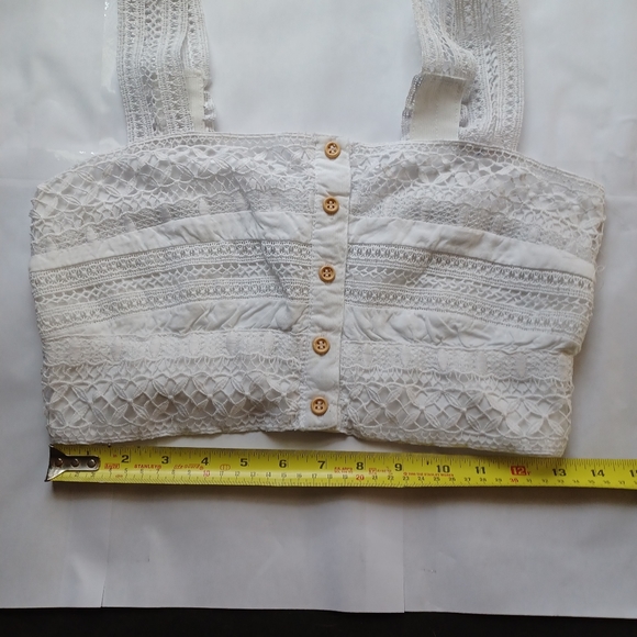 Goa Beachwear By Japna Women Sleeveless Crop Top Large White -Button Accents - Picture 10 of 14